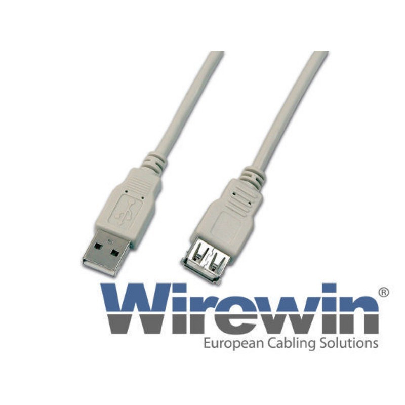 Wirewin USB2.0 Verlängerungskabel, A - A, 5m, GR