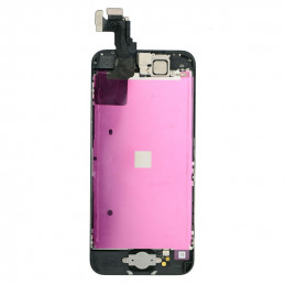 iPhone 5C Komplettdisplay Schwarz (Digitizer, LCD, Rahmen, Home Button, Front Kamera, Metallplatte)